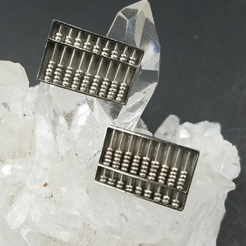 Vintage Sterling Silver Abacus Cuff Links
